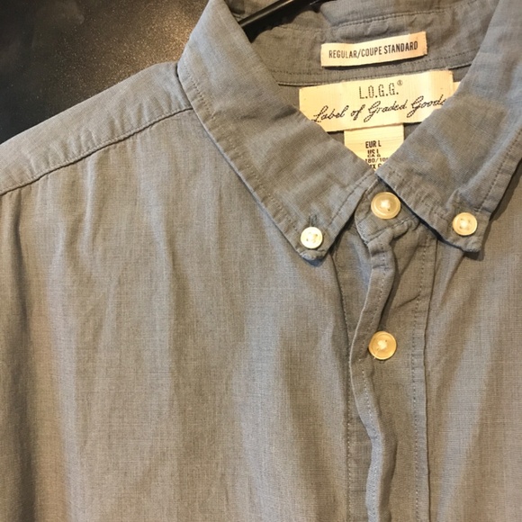 H&M Blue Short-Sleeve Button-Up Shirt - Picture 3 of 3